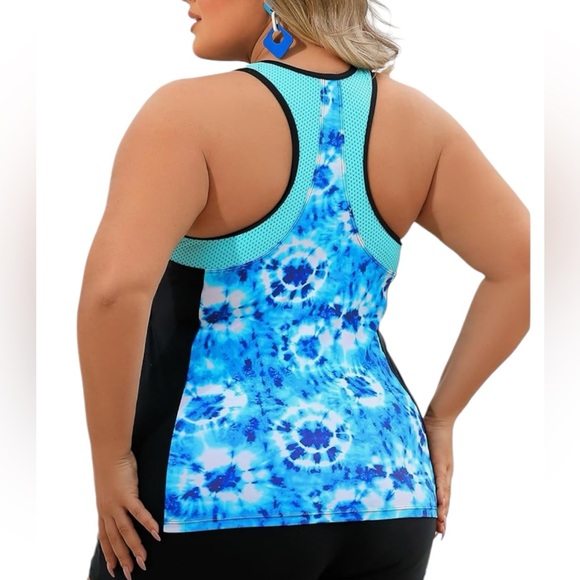 ANGEL SEASON womens modest athletic racerback tankini swim top size L NWT - Picture 3 of 10